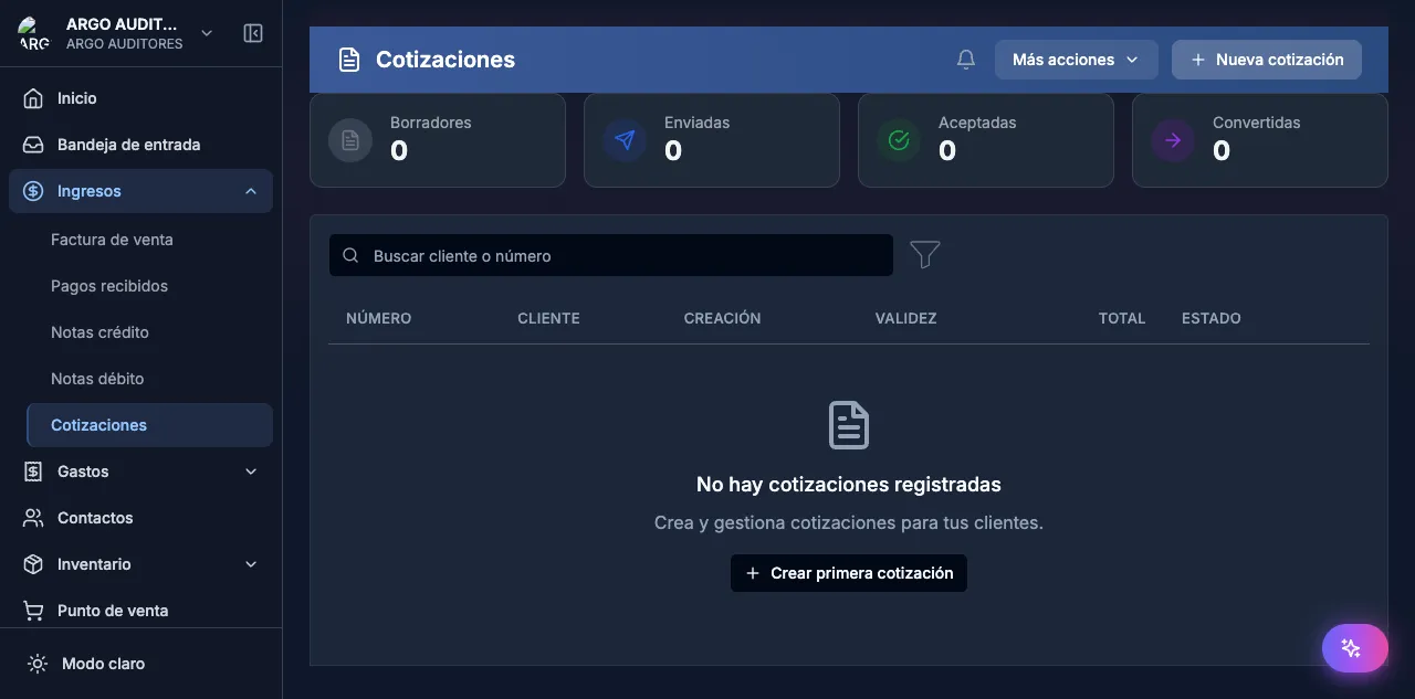 Módulo de cotizaciones