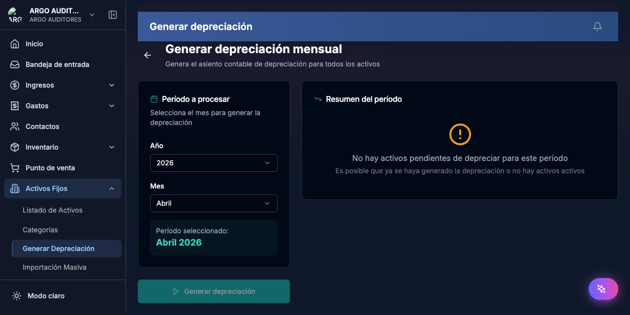 Depreciation calculation