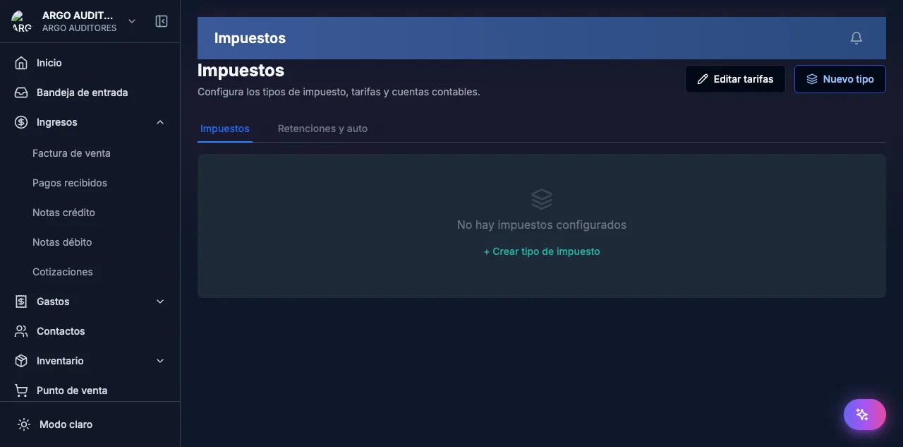 Tipos de impostos com modelo TaxType + TaxRate